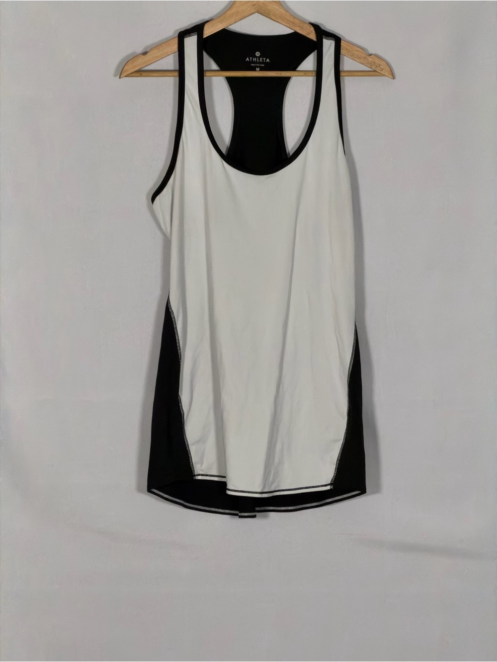 Athleta Chi Tank Womens M Black White Colorblock Racerback Yoga Workout